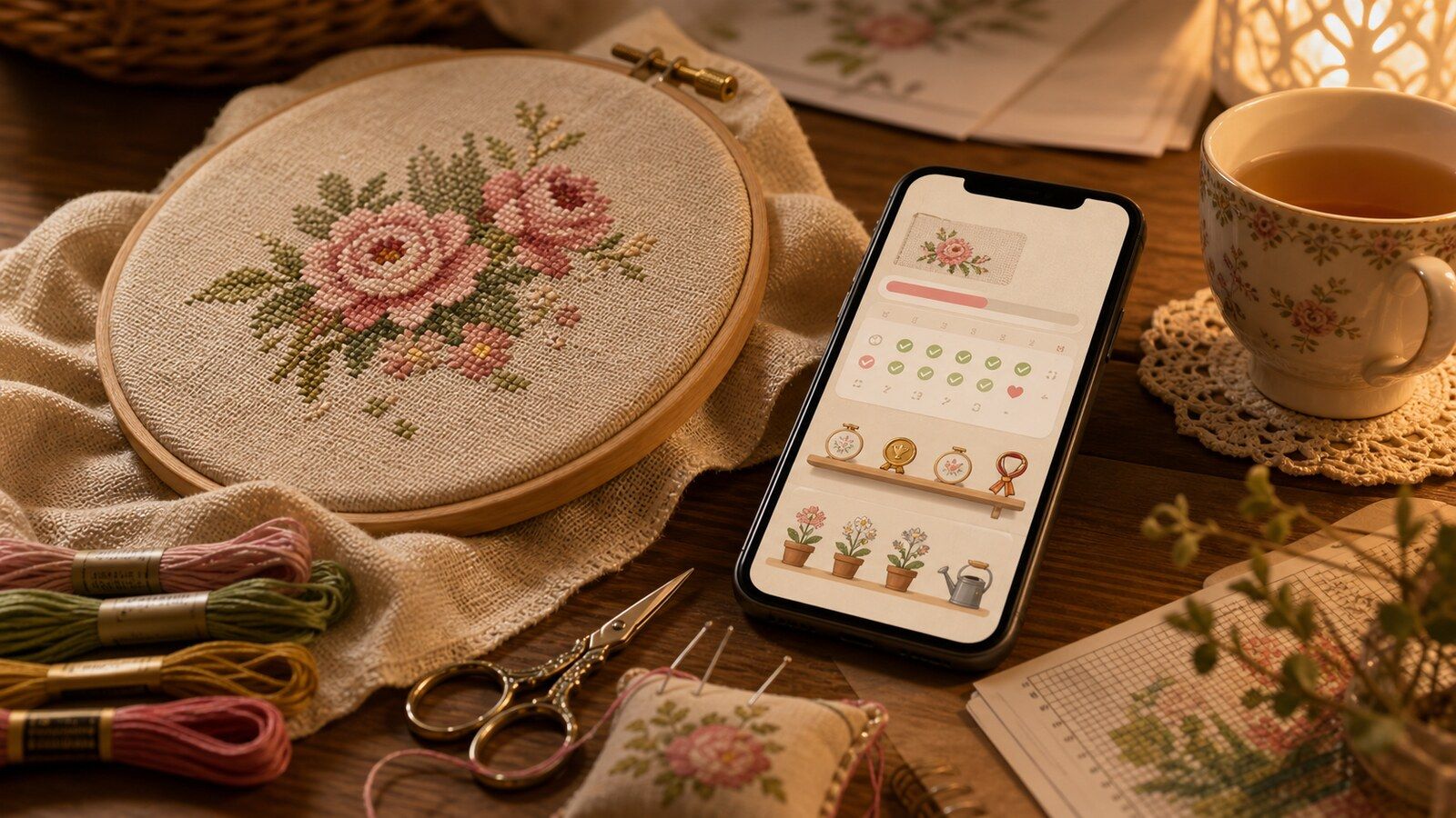 So mum wouldn't abandon her needlework: a tracker with gentle gamification